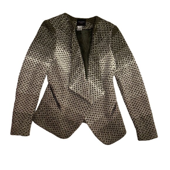 Helene London Women's Tweed Blazer Jacket Medium Wool Blend Green - Picture 1 of 9